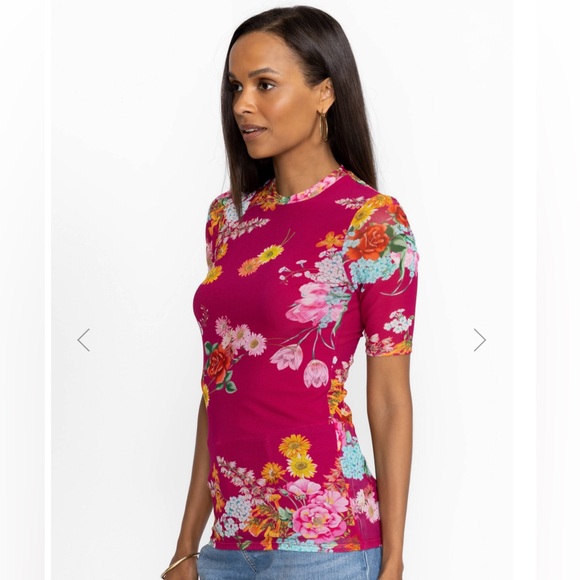 NWT Johnny Was Jade Biya JWLA 3J Workshop Golden Bouquet Mesh Top - Picture 2 of 7